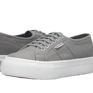 Superga Gray Canvas Acotw Platform Sneakers Shoe Size 6.5/37 2790